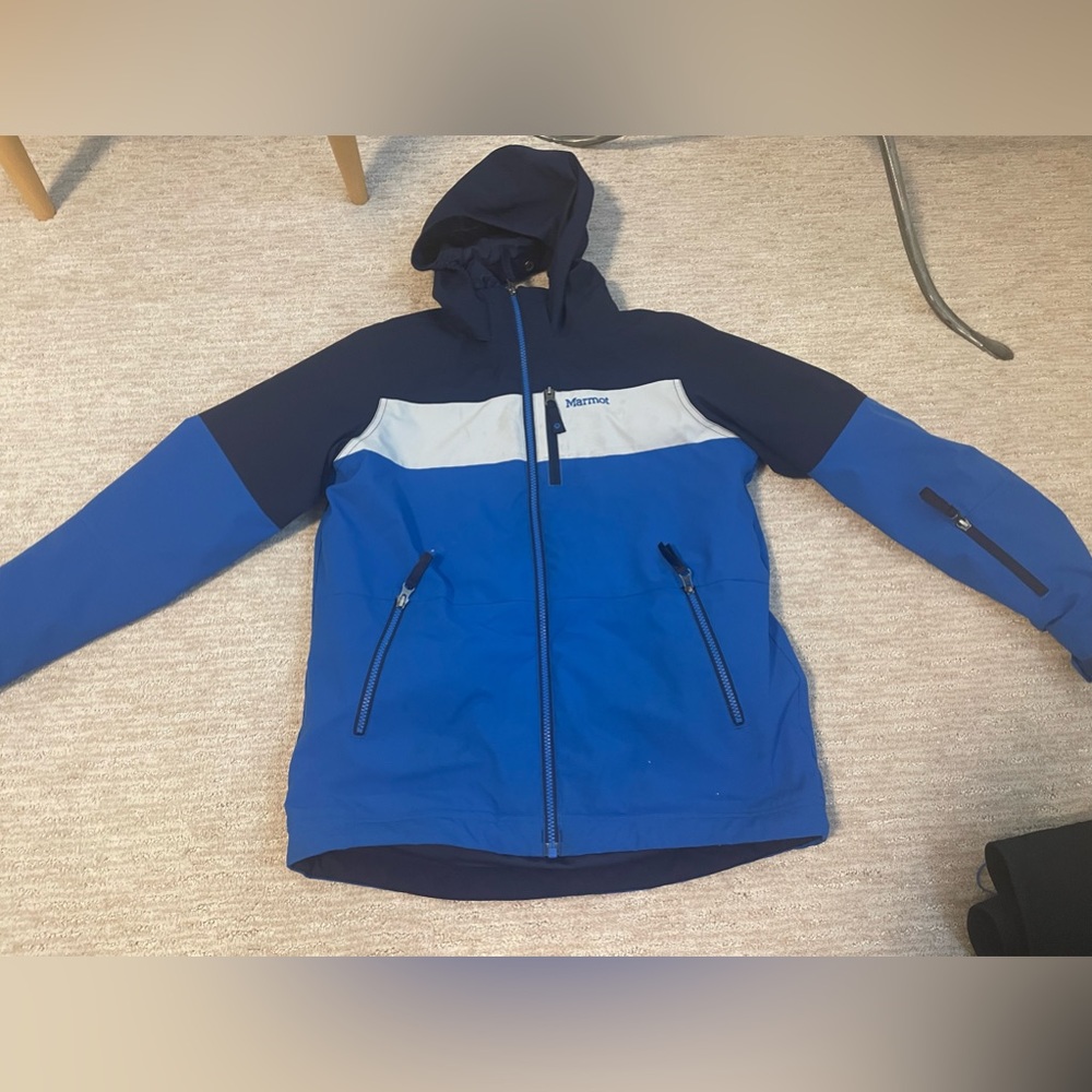 Boys Marmot ski coat - with removable hood and snow gator